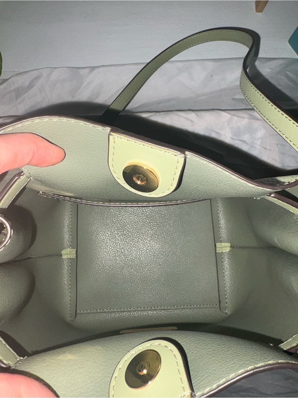 Michael Kors Green Pebbled Leather Shoulder Bag with Buckle Detail - Picture 10 of 10